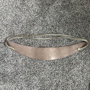 Taupe Leather Belt with Silver Accents